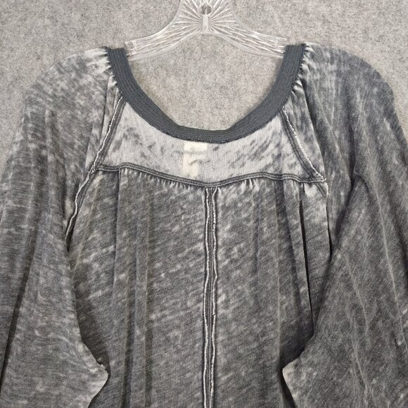 Free People Womens Tunic Gray Acadia Sz M Cotton Poly Burnout Oversized Henley - Picture 7 of 11